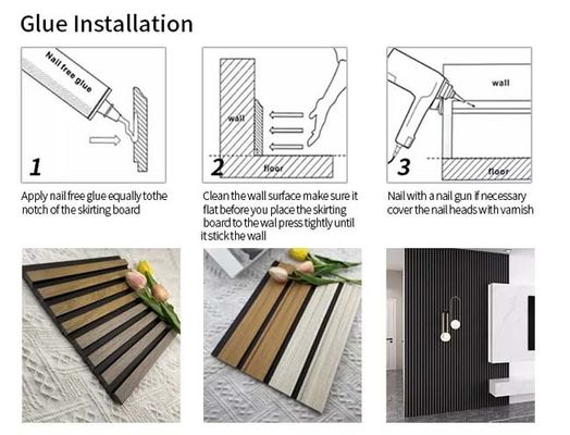 Waterdichte Geluiddichte Gecanneleerde PS Muurcomités Gemakkelijke Installatie Houten Plastic Samenstelling