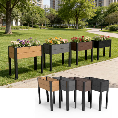 Moderne Verhoogde Moestuinbak met Waterdicht Vlamvertragend Eco-vriendelijk Hout-Kunststof Composiet voor Buiten