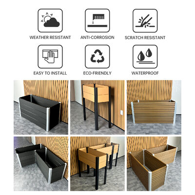 Moderne Verhoogde Moestuinbak met Waterdicht Vlamvertragend Eco-vriendelijk Hout-Kunststof Composiet voor Buiten