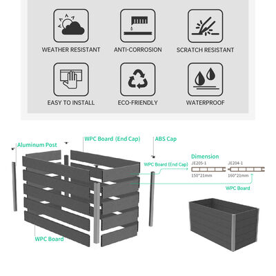 Buitengebouwde tuinbedplantkist met waterdicht brandvertragend, milieuvriendelijk materiaal voor tuinplant